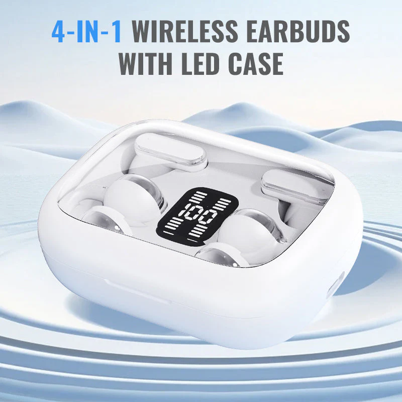 ✨ 50% ZNIŻKI! ✨ 4-w-1 słuchawki douszne z etui LED 🎧💡📱